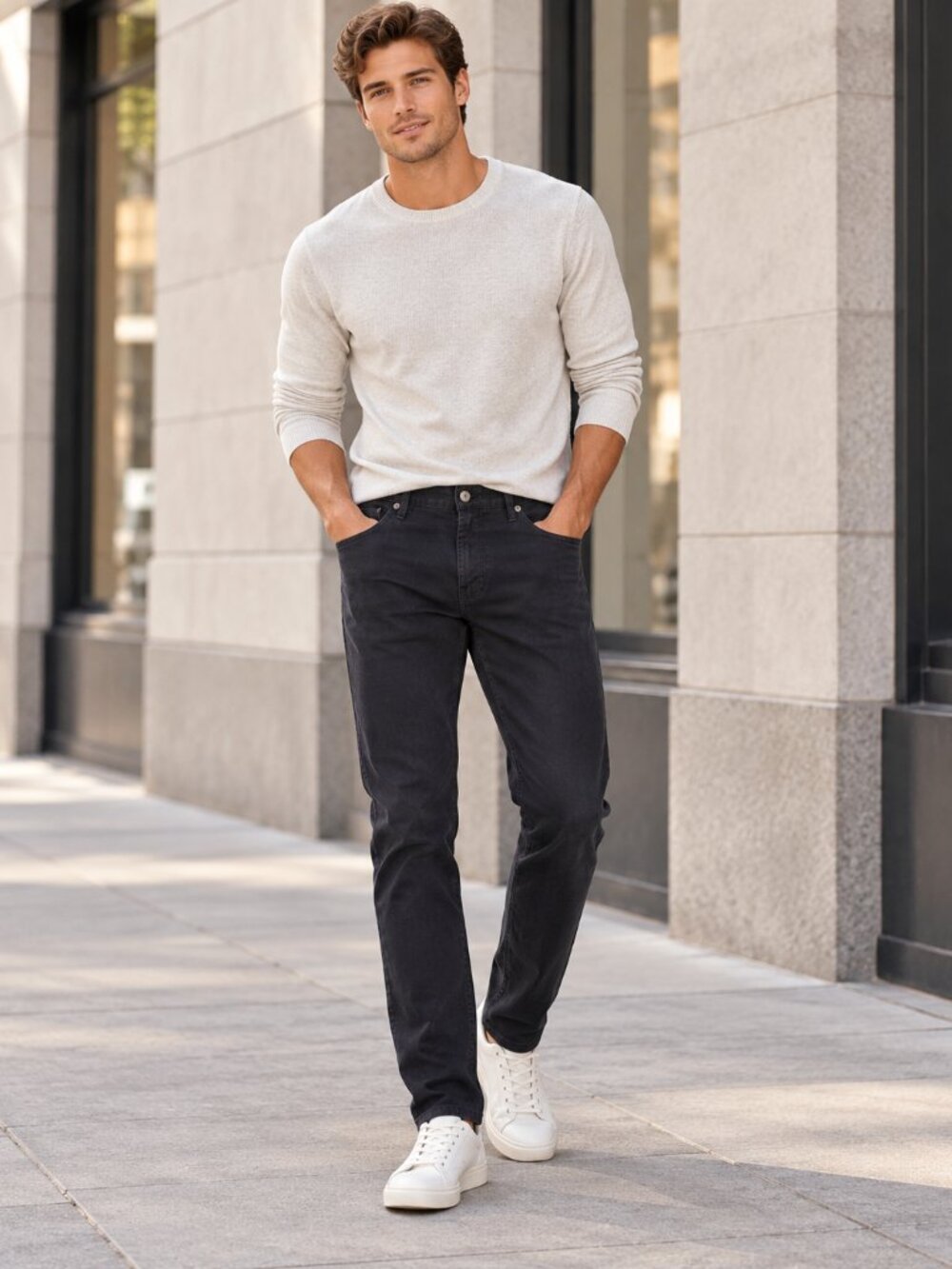 7 Diamonds Ultimate Clifton Pants Navy Blue Slim Straight Flex 34x32